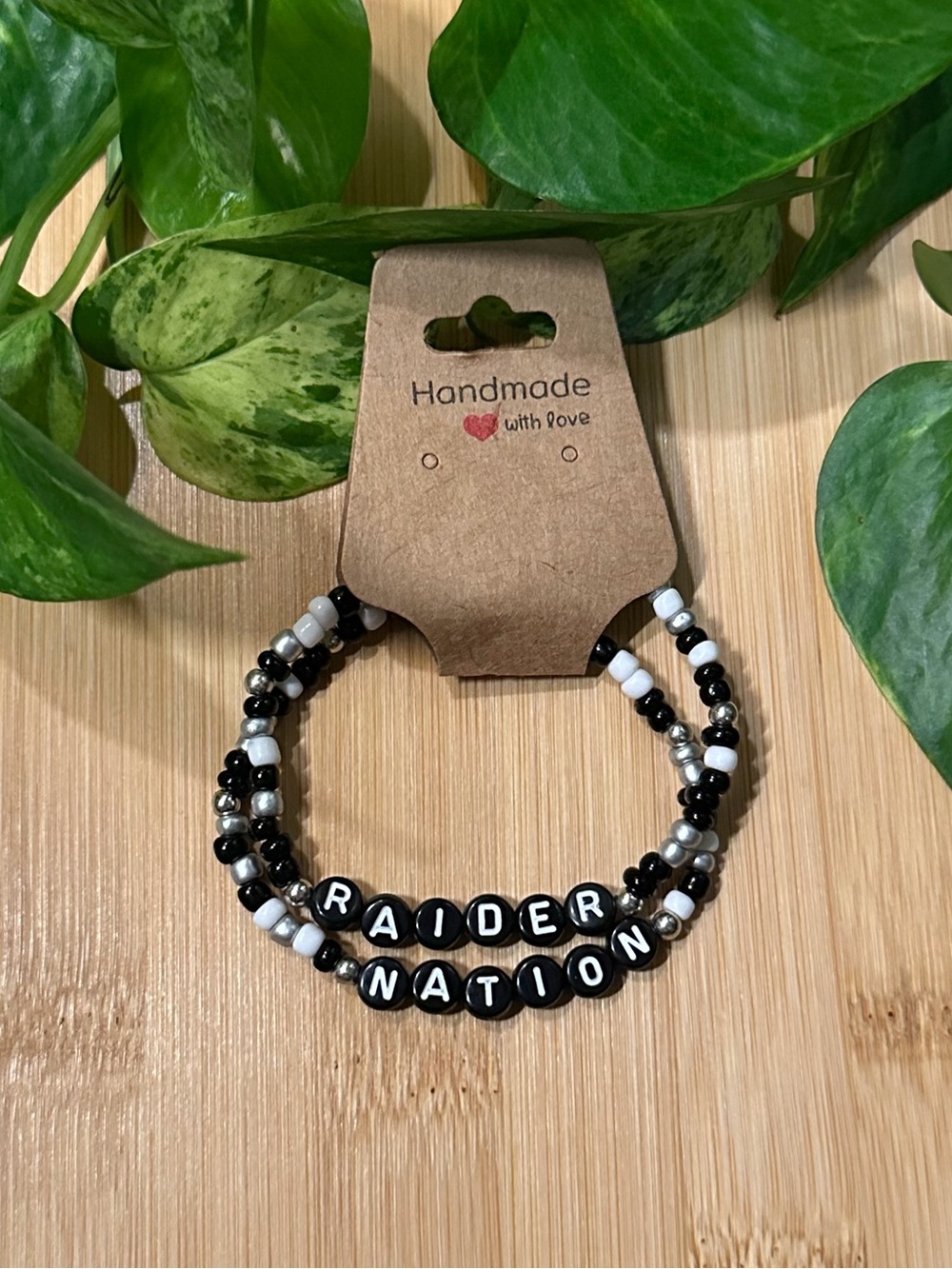 🖤🏈Raider Nation 2-Piece Stretchy Beaded Bracelet Set |Handmade |Bracelet Stack